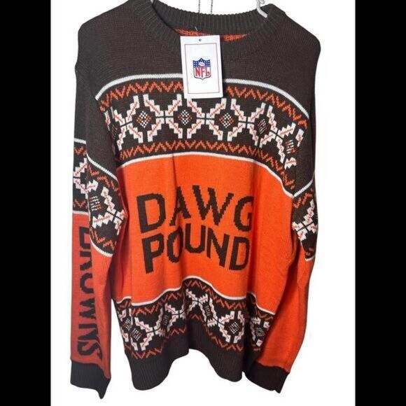 Cleveland‎ Brown dawg Pound Sweather Orange and brown no size tag - Picture 1 of 4